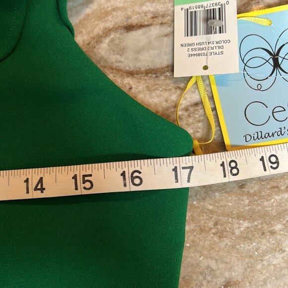 CeCe Dillards Exclusive mini dress NWT green sleeveless Ruffles size 8 - Picture 10 of 11